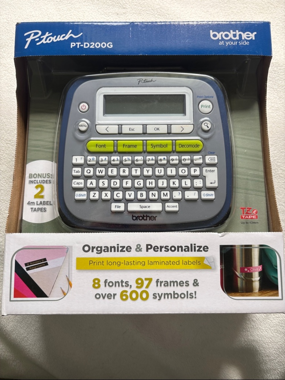 Brother P-touch Label Maker in Gray with Lime Buttons